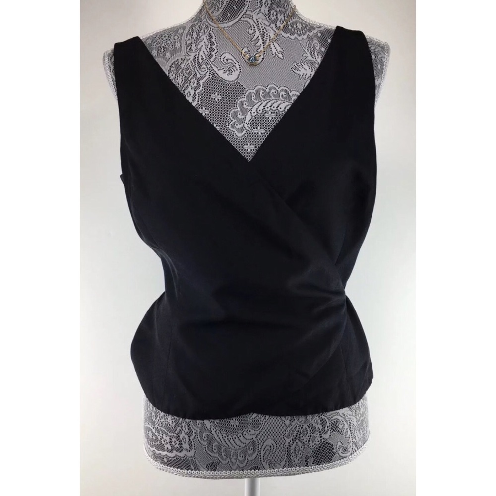 Ann Taylor 6 Black Wrap Silk Top Sleeveless